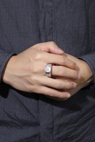 Bague pour homme en argent sterling S925 avec diamants et moissanite Anster, moissanite blanche taille émeraude