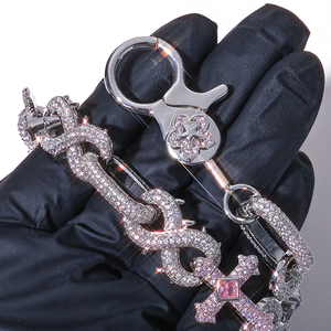 Collar de cadena con cruz de eslabones con incrustaciones de moissanita, estilo hip hop, joyería de lujo, moda urbana, para hombre y mujer, estilo rapero. - Product Image 6