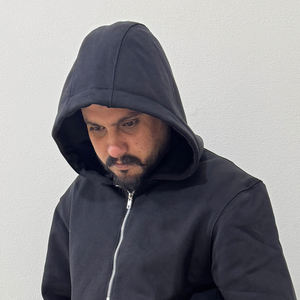 Sweat à capuche brodé personnalisé sans cordon, doublé, coupe courte, 100 % coton mélangé, épais, style français, super ample, pour l'hiver - Product Image 1