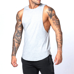 Venta al por mayor OEM personalizado Color sólido hombres ropa de gimnasio culturismo Stringer Tank Top hombres camisetas sin mangas - Product Image 5