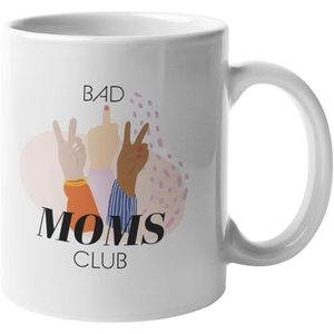 แก้วกาแฟเซรามิกดีไซน์ทันสมัยเก๋ไก๋ ลาย Bad Moms Club พร้อมฝาปิด เป็นมิตรกับสิ่งแวดล้อม ใช้กับไมโครเวฟได้ 330มล. - Product Image 1