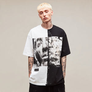 เสื้อยืดโอเวอร์ไซส์พิมพ์ลายสำหรับผู้ชาย ผ้าฝ้าย 100% น้ำหนักเบา ระบายอากาศได้ดี สไตล์สตรีทแวร์ - Product Image 1