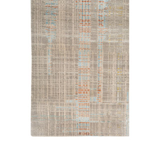 Alfombra Kavi Gris y Negra Anudada a Mano de Lana y Seda de Bambú con Patrón Abstracto para Uso Doméstico-Srb(701(Fr)) - Product Image 4