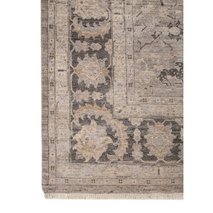 Alfombra Afgana de Lana Anudada a Mano en Gris y Negro con Patrón de Medallón, para Uso Doméstico - Jaipur ZA EA-3006 - Product Image 4
