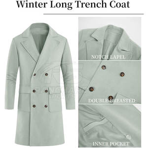 <b>Men</b> <b>Long</b> Coat Elegant Business Winter Outerwear <b>Men</b> <b>Long</b> Coat Classic Tailored <b>Wool</b> Blend Coat <b>Men</b> <b>Long</b> Coat - Product Image 6