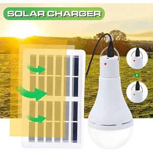 Ampoule LED à panneau solaire rechargeable par USB 9W, produit d'éclairage extérieur - Product Image 3