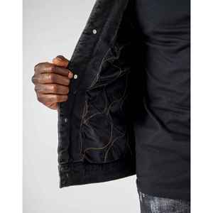 Giacca Invernale Casual da Uomo Imperio Shop in Denim Nero con Colletto in Pelle di Pecora, Taglia S, Capospalla Premium - Product Image 2