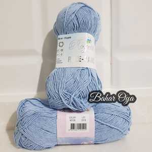 Hilo de algodón peinado Rozetti Rose-Panç 40128 100% patrón teñido reciclado suave y para tejer bordado-azul hielo - Product Image 1