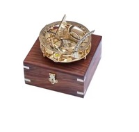 Boussole armillaire solaire en bois, boîte décorative Art Déco, instrument nautique géométrique vintage pour la navigation, décoration, cadeau H.M.A.