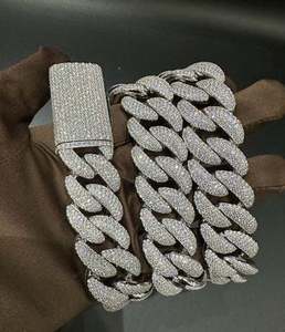 VVS Moissanite Cuban Link Chain: 925 Sterling <b>Silver</b> Hip Hop <b>Necklace</b> - Product Image 4