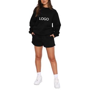 Sudadera y Pantalones Cortos de Poliéster Transpirable para Mujer, Estilo Nuevo, Color Sólido, Logotipo Personalizado, Alta Calidad OEM 2025 - Product Image 4