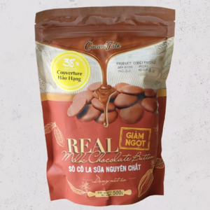 Boutons HALAL Premium 38% Cacao Vrai Chocolat au Lait 500G 1KG 5KG 10KG Usine OEM Forme Solide pour Boulangerie Bonbons Alimentaire Cacao Talk - Product Image 1