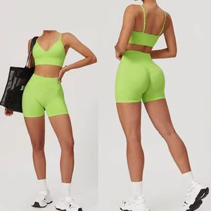 Custom Wholesale Womens Quick Dry High Waist Yoga Set Sports Bra & <b>Shorts</b> 2 Piece Workout Fitness Yoga Wear - Product Image 1