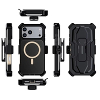 Étui magnétique robuste antichoc 18 Pro avec clip ceinture et étui de rangement, emballage de vente au détail pour coque de protection robuste 2-en-1 pour 14/15/16/17