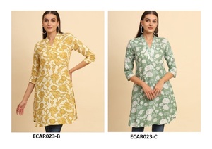 Kurti élégant en rayonne de coton pour femmes, sorties décontractées de bureau ethniques élégantes à la demande disponibles pour la vente en gros - Product Image 3