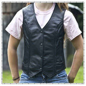 Nouvelle mode gilet en cuir de vachette pour femmes gilet de motard de moto gilet de motard en cuir de haute qualité pour femmes - Product Image 6