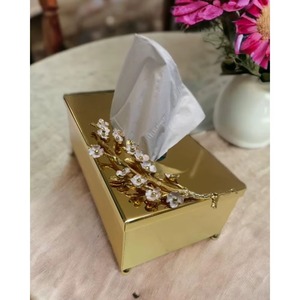 ที่ใส่กระดาษเช็ดปากและกล่องทิชชู่โลหะเป็นมิตรกับสิ่งแวดล้อมทันสมัยพร้อมลายดอกไม้สำหรับใช้ในบ้านสำนักงานร้านอาหาร - Product Image 4