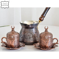 Ensemble de thé couvert café turc Delight Pot martelé turc Double cafetière turque Ottoman conçu