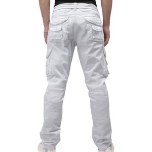 กางเกงคาร์โก้ผู้ชายกางเกงผ้าฝ้ายผสมเฮฟวี่เวทหลายกระเป๋าทรงหลวมใส่สบายชุดสตรีทแวร์หน้าเรียบ - Product Image 2