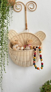 Natural Rattan <b>Cute</b> <b>Bear</b> Circle Wall Basket Handmade Eco-Friendly Storage Baskets Modern Multifunction Made in Hanoi - Product Image 3