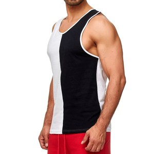 Couleur unie Logo personnalisé Gilets côtelés Débardeur en coton respirant Vente en gros Débardeur côtelé sans couture pour hommes - Product Image 3