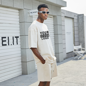 ชุดเสื้อยืดฟิตเนสผ้าฝ้ายแท้ 100% จากผู้ผลิต คุณภาพสูง น้ำหนักมาก แบบยูนิเซ็กซ์ พร้อมกางเกงขาสั้นพิมพ์ลายสกรีนตามสั่ง และชุดเสื้อยืดผู้ชาย - Product Image 2