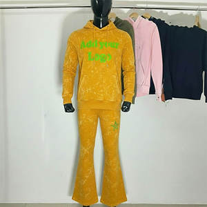 ชุดเซ็ตแทรคสูทผ้าฝ้ายเฟรนช์เทอร์รี่ 100% แบบซิปฮู้ดดี้ทรงหลวม กางเกงขายาวทรงตรง แต่งคริสตัลลายกราฟฟิกสไตล์วินเทจ - Product Image 1