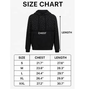 Sudaderas con Capucha Extra Grandes de Alta Calidad para Hombre, Estilo Urbano, con Pedrería, Cierre de Cremallera, Hombros Caídos, Sudaderas con Pedrería Termoadhesiva para Hombre - Product Image 4