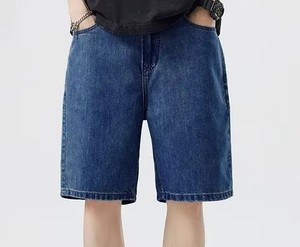 2024กางเกงขาสั้นผ้าเดนิมขาสั้นสำหรับผู้ชายขาสั้นทรงหลวมยืดได้ลำลองขนาด5นิ้วระบายอากาศได้ดีน้ำหนักเบากระดุมกลาง - Product Image 3