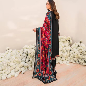 Los mejores vestidos de fiesta de invierno de lino con estampado ligero sin costuras de 3 piezas de Salwar Kameez indio paquistaní, ropa de mujer de alta calidad - Product Image 4