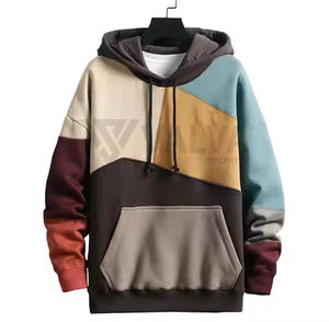 Sweat à capuche personnalisable de qualité supérieure en tissu éponge 100% coton, motif uni, design de poche, dernier design patchwork, OEM - Product Image 3