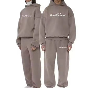 100% algodón diseño personalizado Logo hombres ropa de calle de gran tamaño chándal hombres Zip up Sudadera con capucha conjunto en blanco chándal Joggers chándal - Product Image 2