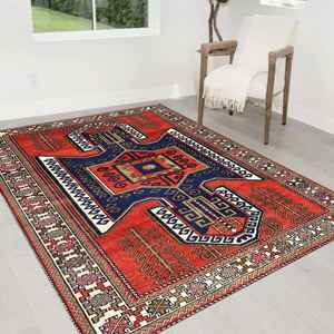 Tapis bleu marine, décor bohème turc, tapis imprimé, tapis en velours - Product Image 1