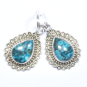 Bleu azurite 925 boucles d'oreilles en argent sterling bohème méditation guérison spirituelle automne hiver noël bijoux en gros - Product Image 2