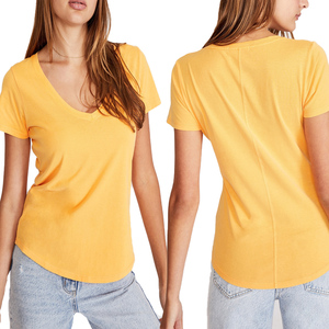 Camiseta de manga corta 100% de algodón para mujer, ropa básica lisa con estampado de logotipo personalizado en blanco, cuello redondo, de verano - Product Image 6