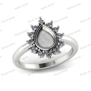 Genuine 925 Sterling Silver Bezel Inlay Breastmilk Ring Pear 6x8mm CZ Set Semi Mounting Setting for Women Classic Jewelry Band - Product Image 1