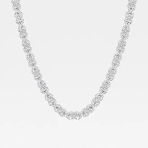 Usine directe haute joaillerie 14K or massif exclusif à la main collier de chaîne de tennis clouté avec des diamants de laboratoire taille émeraude en vrac - Product Image 2