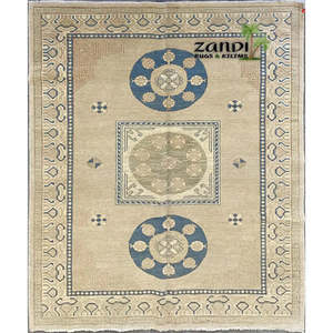 Tapis de Peshawar et de Khotan noué à la main, unique en son genre, 8'9 x 5'9 Pes_Kho_103 - Product Image 1