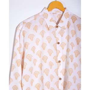 Mughal Unisex Summer Casual Loose Fit <b>Kurta</b> Indian Pakistani 100% Cotton Handmade Jaipur Handprinted Yellow Block Print Butta - Product Image 4