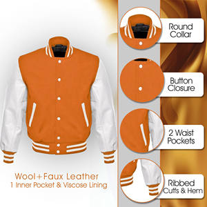 2025 veste en cuir sur mesure pour hommes veste de Baseball brodée imprimée en laine de haute qualité Letterman vêtements de rue grande taille - Product Image 5