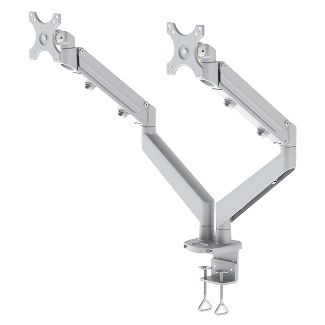 Dual LCD Monitor Arm Gas Spring Design 75/100mm VESA Compatible 2-8kg Capacity 35 Tilt 180 Swivel 360 Rotation Office/School