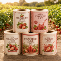Étiquettes de bouteilles de jus de fraises et de cerises, fourniture d'usine, autocollantes, imprimées, imperméables, pour boissons, finition premium
