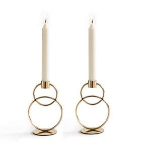 Base d'équilibre Double anneaux porte-bougie porte-bougie candélabre en laiton porte-bougie Votive photophore fait à la main personnalisé - Product Image 1