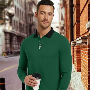 Chemises décontractées pour hommes à manches longues en gros, 100% coton, respirantes, séchage rapide, boutons classiques, couleur unie - Product Image 4