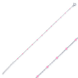 Pulsera de Cadena con Diseño de Esmalte en Color Rosa Claro, Joyería de Plata de Ley 925 Hecha a Mano en Turquía, Venta al Por Mayor - Product Image 3