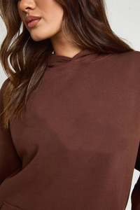 Sweat-shirt en coton léger marron uni personnalisé OEM Hiver Lavage à l'acide Broderie 3D Streetwear Vêtement décontracté pour femmes - Product Image 2