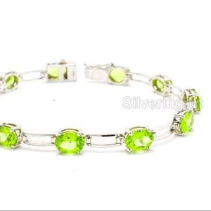 Women's <b>Bracelet</b> Natural Peridot Gemstone August Birthstone wedding Christmas Gift Handmade Jewelry 925 <b>Sterling</b> <b>Silver</b> <b>Bracelet</b> - Product Image 1