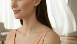 Boucles d'oreilles créoles inversées en or 14 carats et diamants ronds |   Diamant taille brillant 4,02 carats total - Product Image 6