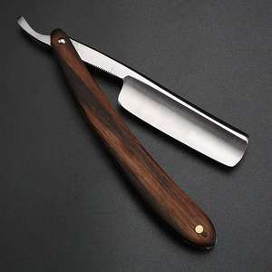 Rasoirs professionnels en acier inoxydable de rasoir de barbier de bord droit pour les hommes rasoir de barbier de poignée en bois - Product Image 5