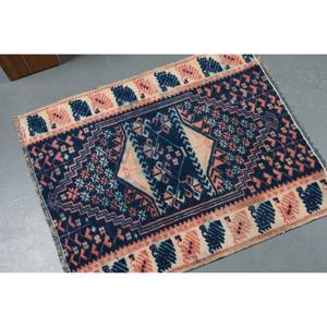 Tapis traditionnel en laine et viscose noir beige fait à la main 2.4x2.8 pieds Design patchwork turc pour salon couloir Latex soutenu - Product Image 2
